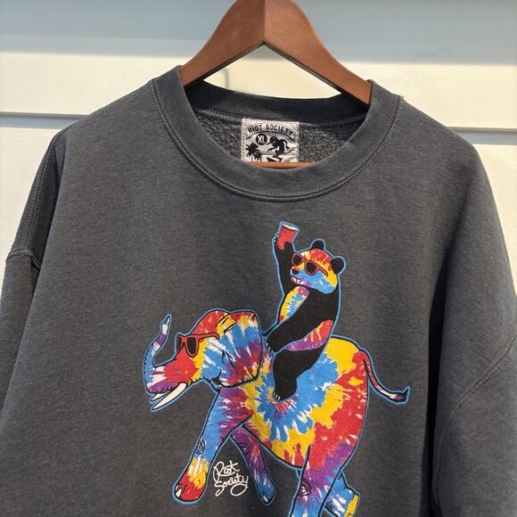 Riot Society Sweatshirt Mens XL Panda Elephant Tie Dye Crewneck Pullover Graphic - Picture 4 of 9